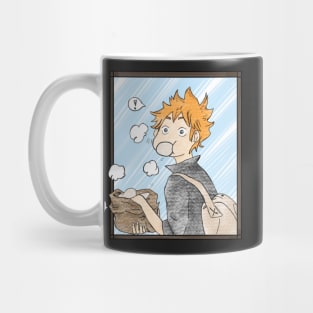 Hinata eating a meatbun light blue bkg. Mug